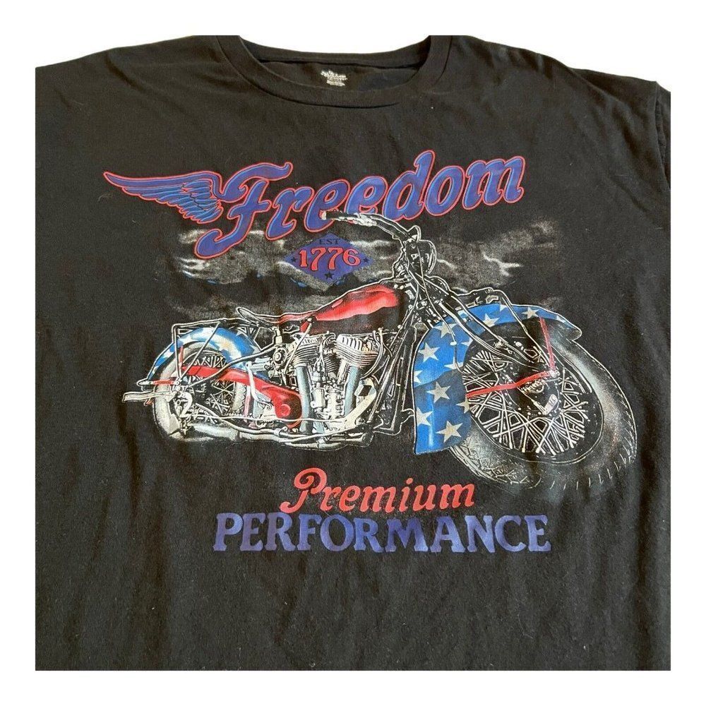 Biker Tshirt Patriotic Men 1776 Freedom Premium Performance Black Tshirt 2XL XXL